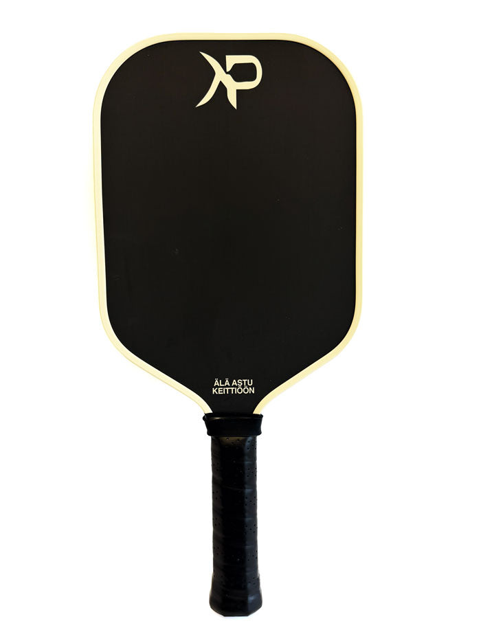 Pickleball racket close up, beautiful cream colored detail.